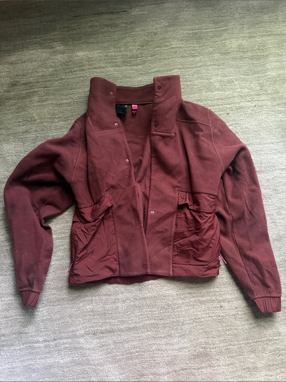 Lululemon space dye black maroon lab fleece snap front jacket with pockets